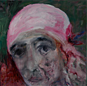 Christine Lavant mit Kopftuch, 2007, oil/canvas, 50x50cm