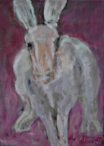 Hase mit Magenta, 2007, oil/canvas, 70x50cm